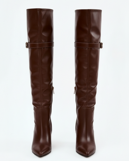 Over-the-Knee Heeled Boots – Rolled Upper & Warm Lining | Très Elite
