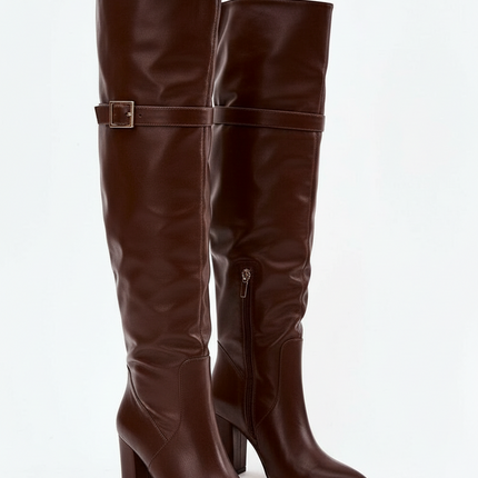 Over-the-Knee Heeled Boots – Rolled Upper & Warm Lining | Très Elite