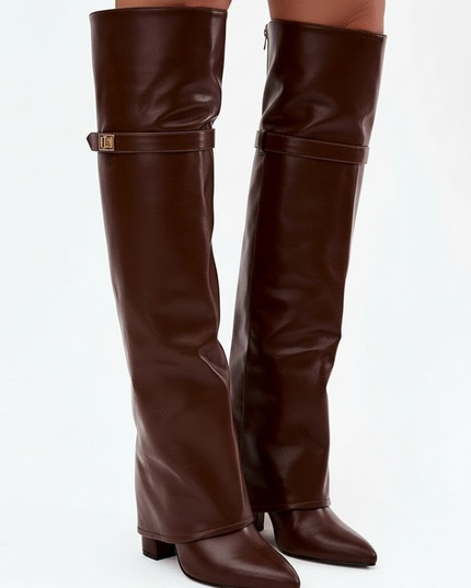 Over-the-Knee Heeled Boots – Rolled Upper & Warm Lining | Très Elite