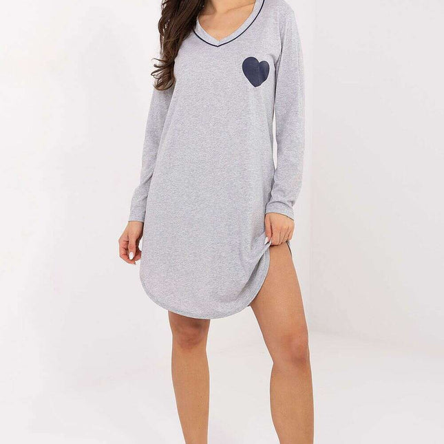 Soft Cotton Nightshirt – Sweetheart Neckline & Heart Print Comfort