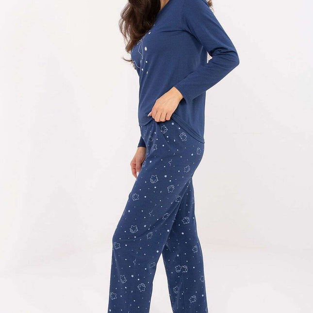 Women’s Star Print Pajama Set – 100% Cotton, Long Sleeve & Pants