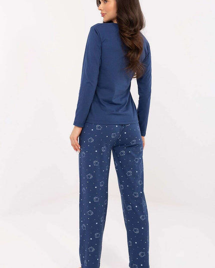 Women’s Star Print Pajama Set – 100% Cotton, Long Sleeve & Pants