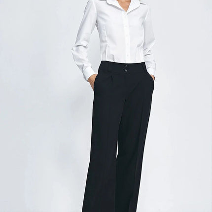 White Cotton Blend Slim Fit Business Shirt Cuff Details - Très Elite