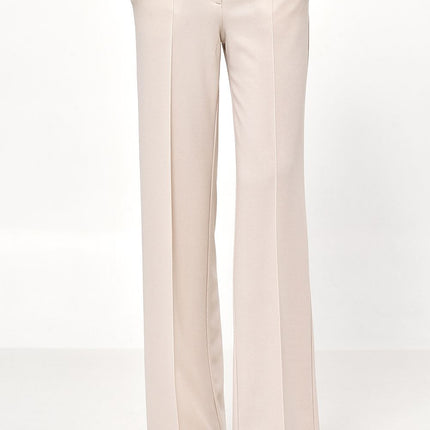 Beige Loose Cut Trousers For Women High Waist Comfort Fit - Très Elite