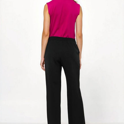 Beige Loose Cut Trousers For Women High Waist Comfort Fit - Très Elite