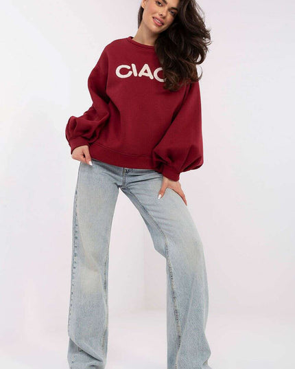 Women’s Cotton Elastane Sweatshirt – Puffy Sleeves & Modern Details