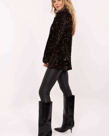 Sequined Party Blazer with Notched Lapels & Structured Shoulders
