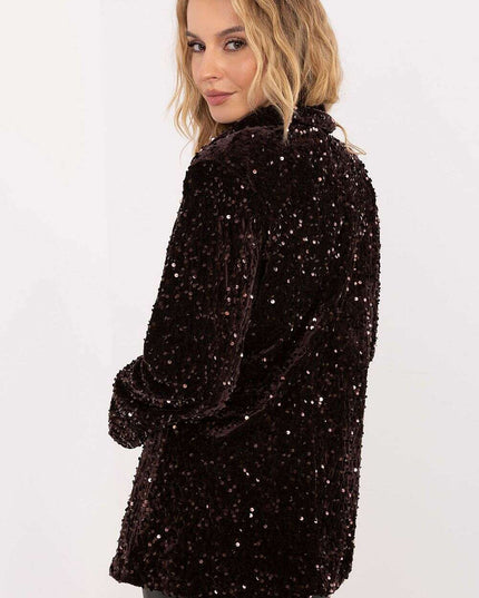 Sequined Party Blazer with Notched Lapels & Structured Shoulders