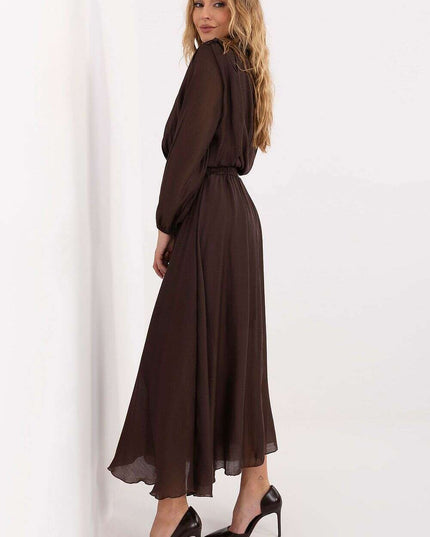 Flared Lyocell-Blend Maxi Daydress with Waist Sash & Lining