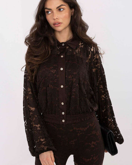 Women’s Lace Openwork Long Sleeve Shirt – Lined, Modern Fit