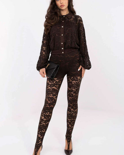 Women’s Lace Openwork Long Sleeve Shirt – Lined, Modern Fit