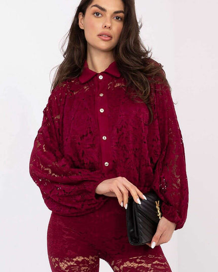 Women’s Lace Openwork Long Sleeve Shirt – Lined, Modern Fit