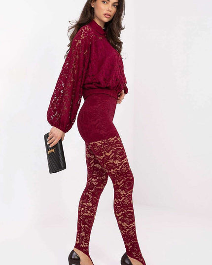 Elegant Lace High Waist Leggings – Lined Comfort, Stretch Fit