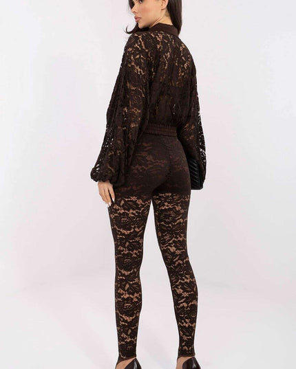 Elegant Lace High Waist Leggings – Lined Comfort, Stretch Fit