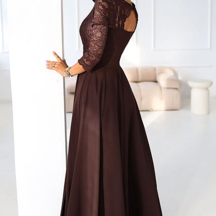 Chic Black Lace Evening Gown by Numoco
