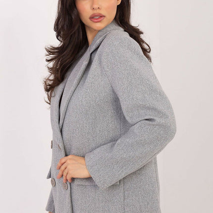 Rue Paris Women's Professional Tailored Coat with Pockets and Belt