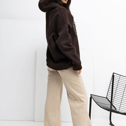 Rue Paris Professional Fleece-Lined Sweatshirt with Ribbed Cuffs
