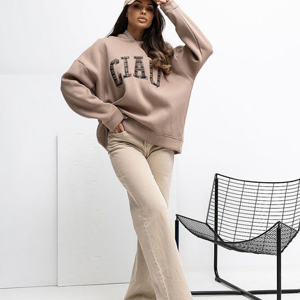 Rue Paris Professional Fleece-Lined Sweatshirt with Ribbed Cuffs