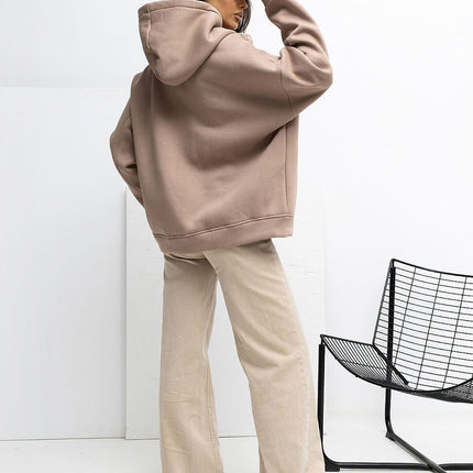 Rue Paris Professional Fleece-Lined Sweatshirt with Ribbed Cuffs