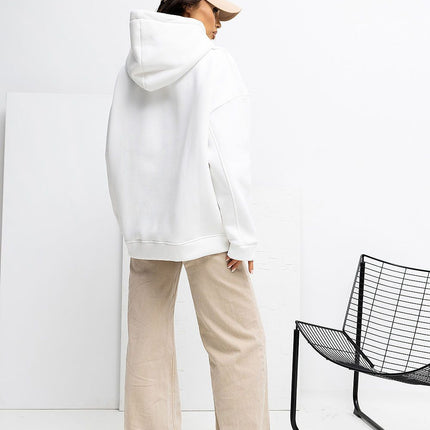 Rue Paris Professional Fleece-Lined Sweatshirt with Ribbed Cuffs