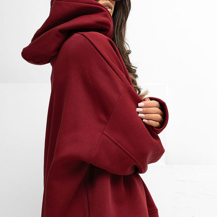 Rue Paris Professional Fleece-Lined Sweatshirt with Ribbed Cuffs