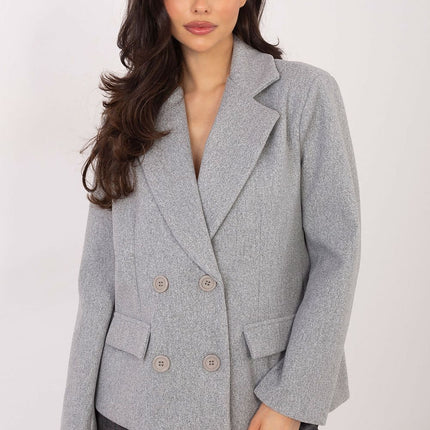 Rue Paris Women's Professional Tailored Coat with Pockets and Belt