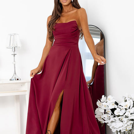 With You Elegant Long Dress with Sleeves and Belted Waist