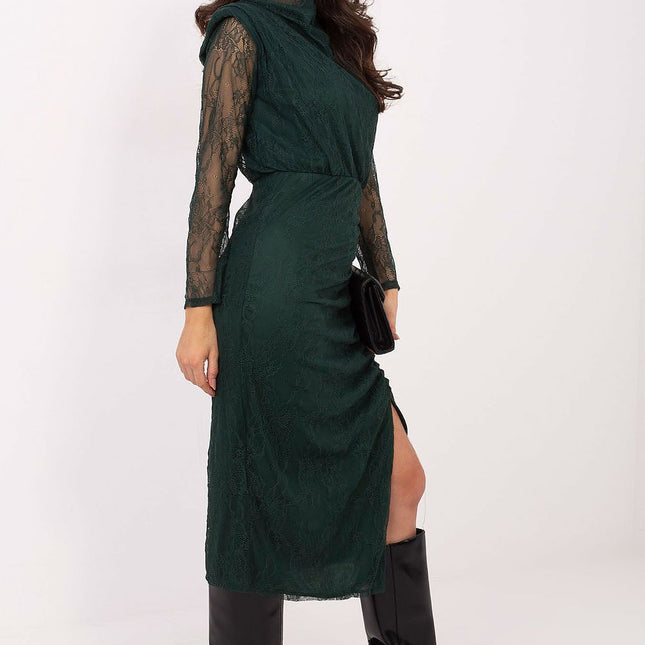 Italy Moda Elegant Evening Dress with Lace Detail and Sleeveless Desig