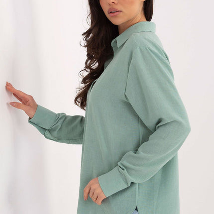 Womens Long Sleeve Shirt With Extended Back Breathable Cotton - Très Elite