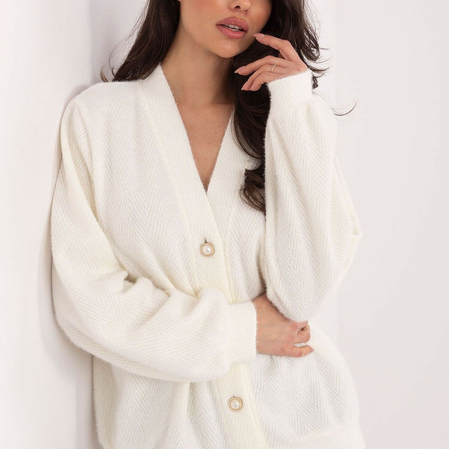Elegant Womens Cardigan With Decorative Buttons For Everyday And Office Wear - Très Elite