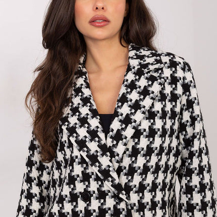 Womens Houndstooth Wool Blend Blazer Casual Workwear Jacket - Très Elite