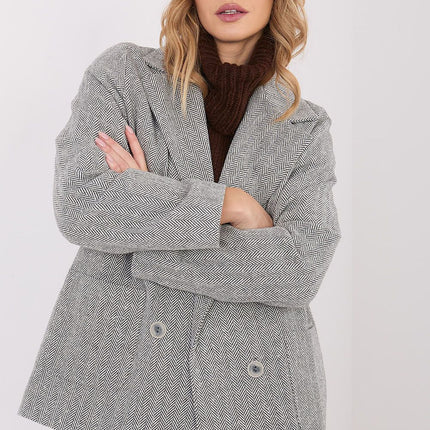 Women Blazer With Fir Tree Pattern Cashmere Elastane Blend Lapels - Très Elite