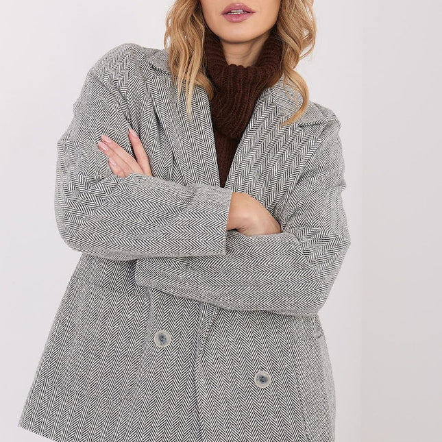 Women Blazer With Fir Tree Pattern Cashmere Elastane Blend Lapels - Très Elite