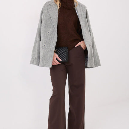 Women Blazer With Fir Tree Pattern Cashmere Elastane Blend Lapels - Très Elite