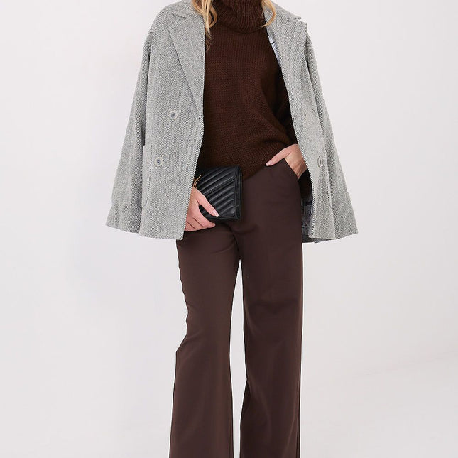 Women Blazer With Fir Tree Pattern Cashmere Elastane Blend Lapels - Très Elite