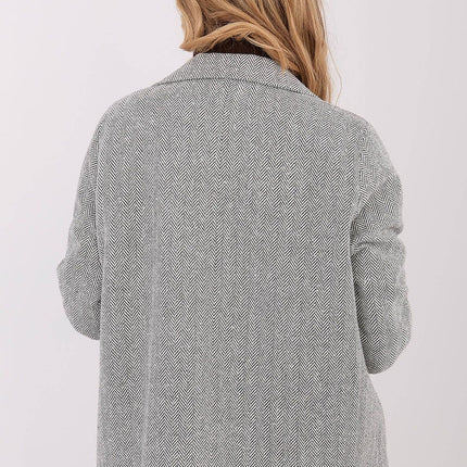 Women Blazer With Fir Tree Pattern Cashmere Elastane Blend Lapels - Très Elite