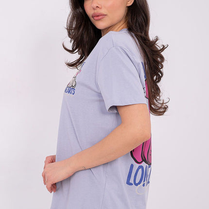 Womens Casual Soft Cotton T Shirt With Front Print And Inscription - Très Elite