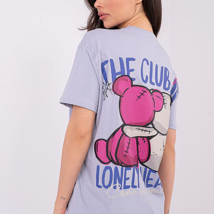 Womens Casual Soft Cotton T Shirt With Front Print And Inscription - Très Elite