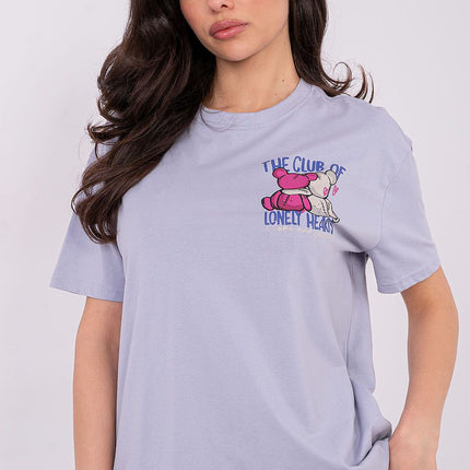 Womens Casual Soft Cotton T Shirt With Front Print And Inscription - Très Elite