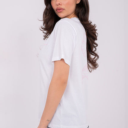 Womens Casual Cotton T Shirt With Front Inscription And Back Print - Très Elite
