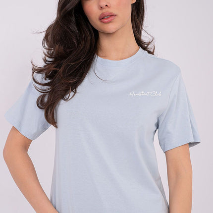 Womens Casual Cotton T Shirt With Front Inscription And Back Print - Très Elite