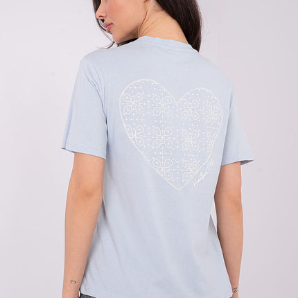 Womens Casual Cotton T Shirt With Front Inscription And Back Print - Très Elite