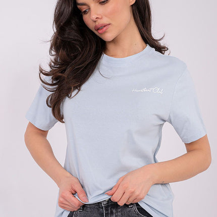 Womens Casual Cotton T Shirt With Front Inscription And Back Print - Très Elite