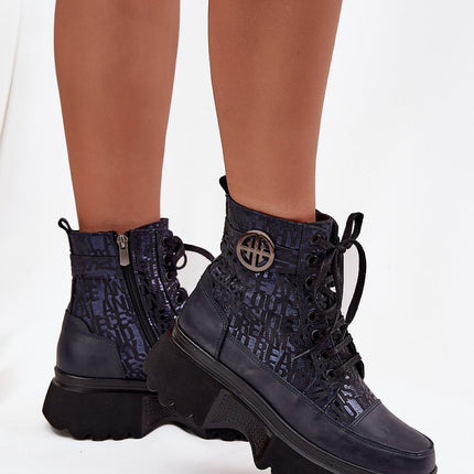 Artiker Womens Platform Natural Leather Ankle Boots With Laces And Zipper - Très Elite