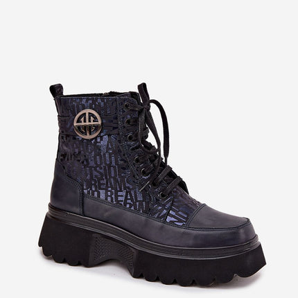 Artiker Womens Platform Natural Leather Ankle Boots With Laces And Zipper - Très Elite