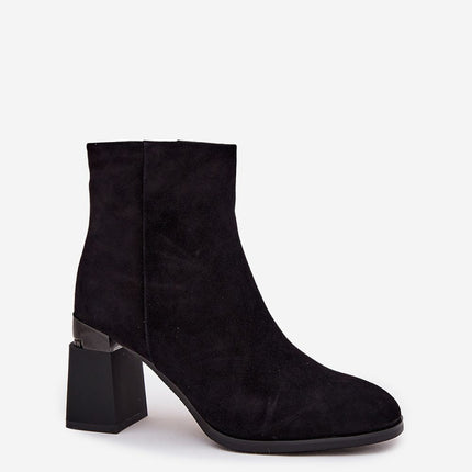 Women Suede Ankle Boots With Column Heel For Elegant Comfort - Très Elite