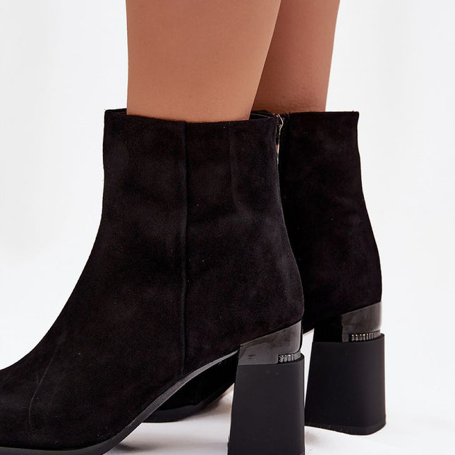 Women Suede Ankle Boots With Column Heel For Elegant Comfort - Très Elite