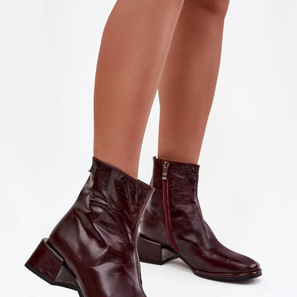 Elegant Natural Leather Ankle Boots For Women With Block Heel Comfort - Très Elite