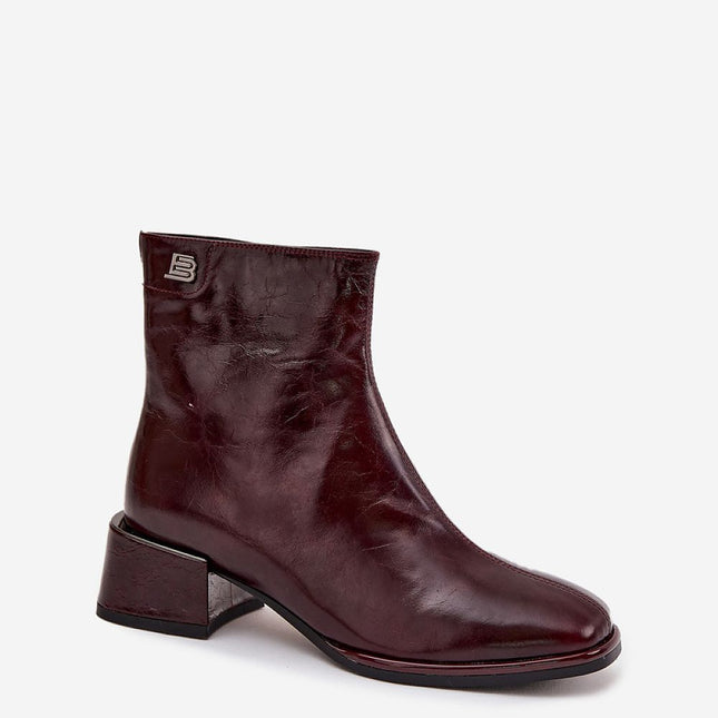 Elegant Natural Leather Ankle Boots For Women With Block Heel Comfort - Très Elite