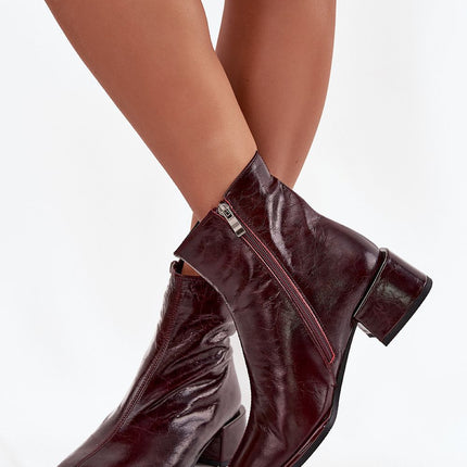 Elegant Natural Leather Ankle Boots For Women With Block Heel Comfort - Très Elite